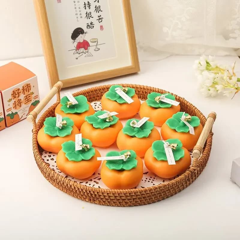 1PC Persimmon scented candle as a souvenir, indoor display item, smokeless solid scented wax, Christmas