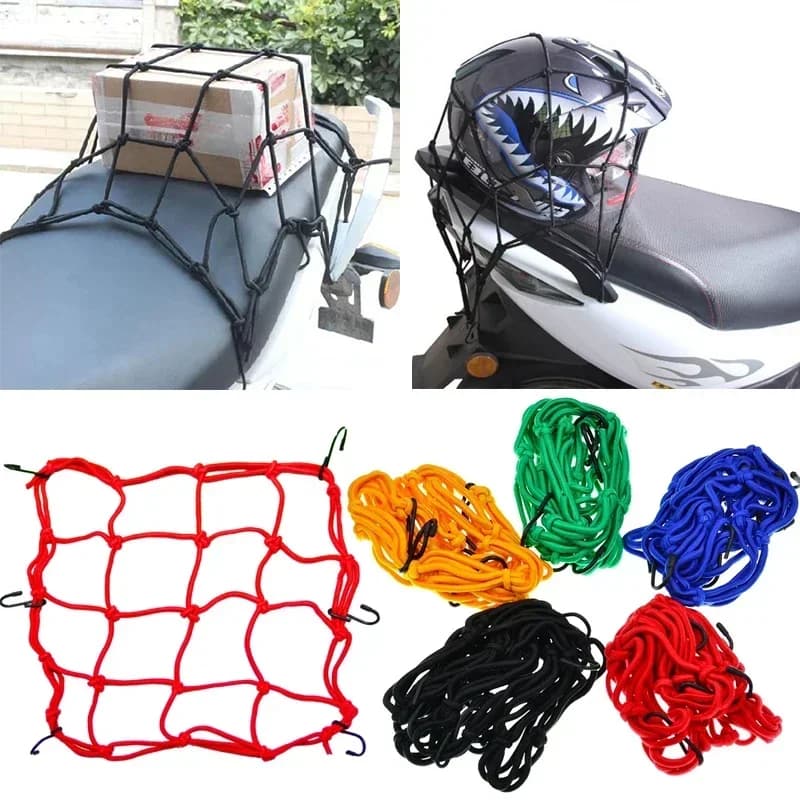 Motorcycle Loading Network 30x30cm 40x40cm Elastic bike net for motorcycle for helmet storage Bungee Luggage net for fuel tank with hooks