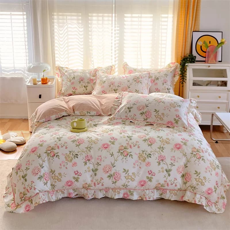 Y1 Home1pc Copripiumino in puro cotone con fiori Copripiumino delicato sulla pelle Adulti Biancheria da letto per bambini Copripiumino per la casa Copripiumino (Senza cuscino