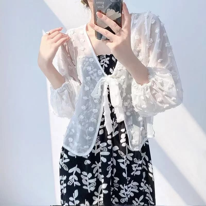 Lightweight Summer Shawl Cardigan Design Sensation Small Outerwear Sunscreen Shirt Style Women's Fashion Short Sleeve Blouse