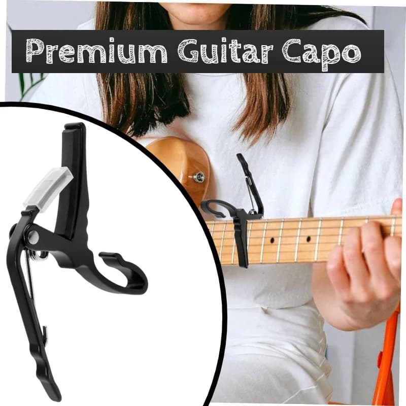 Capotasto Nero per Chitarra Acustica, Elettrica e Ukulele - Leggero, con Griffe a Sgancio Rapido per Regolazioni Veloci e Presa Forte