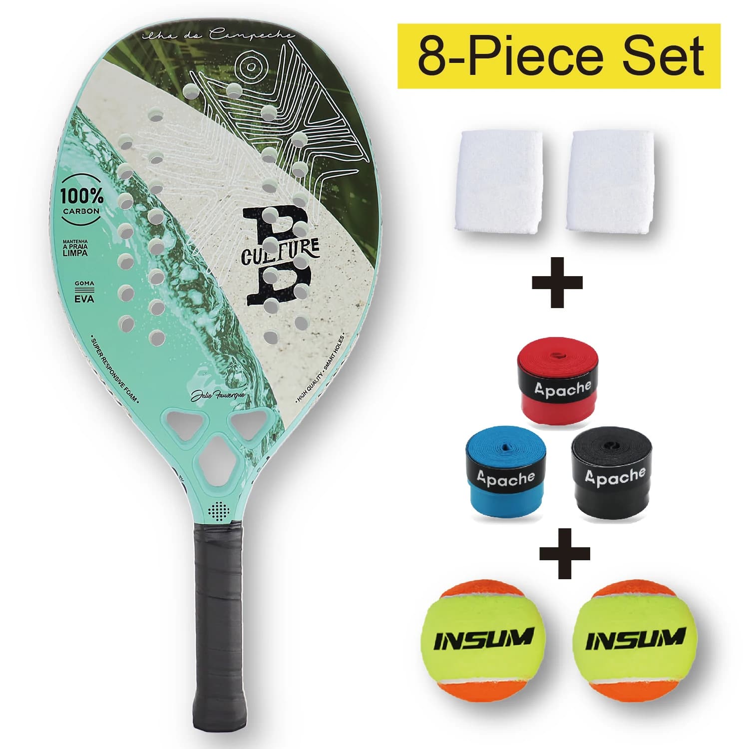 Beach tennis rack Full carbon EVA Training Use paddle rack set for men and women - 8 pieces