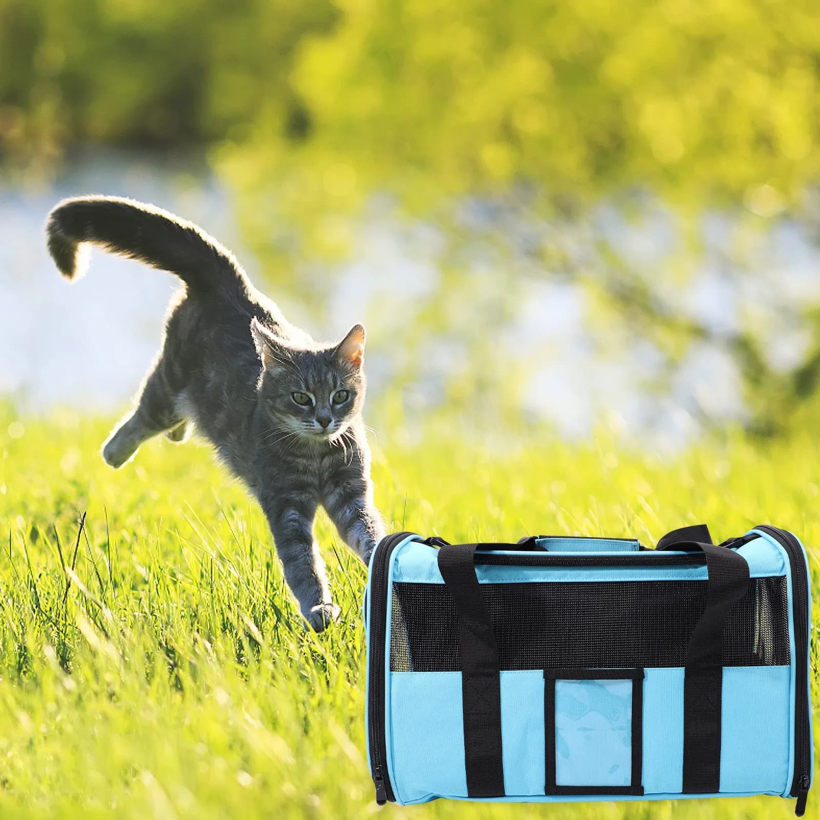 Trasportino per Gatti Caldo e Confortevole con Foro di Osservazione, Borsa da Viaggio Portatile per Animali Domestici per Auto e Uso Esterno, Borsa a Rete Ventilata per Animali Domestici