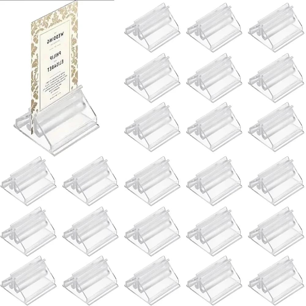 12/24/48 pezzi mini supporti trasparenti segnaposto supporti per numeri da tavolo supporto base per carte per foto da tavolo giochi decorazioni per feste di nozze