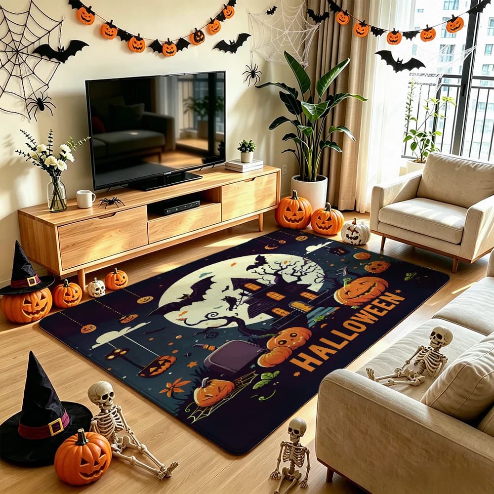 Halloween Haunted House Bat Doormat Non-slip Washable Entrance Rug Indoor Outdoor Home Decor Floor Mat