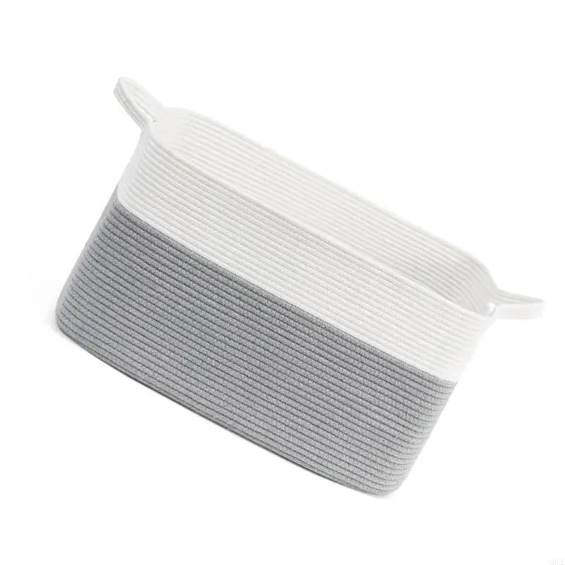 Cotton rope storage basket for organization braided organizer decorative shelves