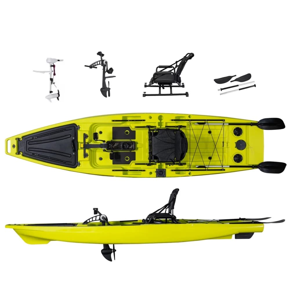 Kayak Elettrico in Plastica LSF da 12,5 Piedi per Una Persona con Pedali, Design Sit-On-Top per Pesca, Include Pagaia e Accessori
