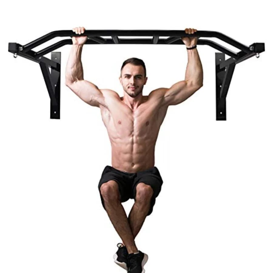 Wall Mount Pull Up Bar for Home Gym Use, Steel Construction, Black Finish, Heavy-Duty Load Capacity up to 300 lbs