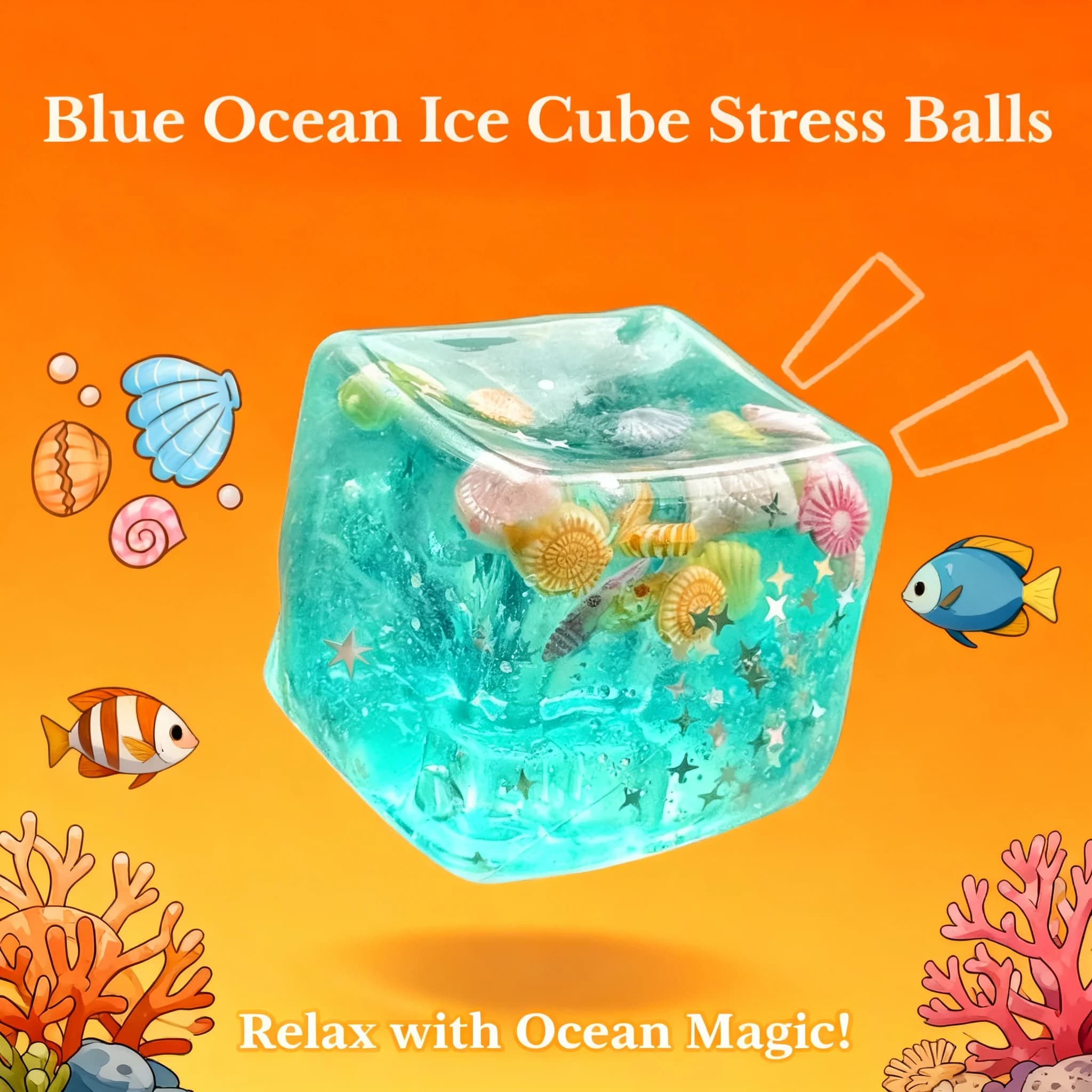 Ocean Sensory Taba Squishy Stress Balls Cube Slow Rise Fidget Toy Squeeze Relax for Kids Adults Gift