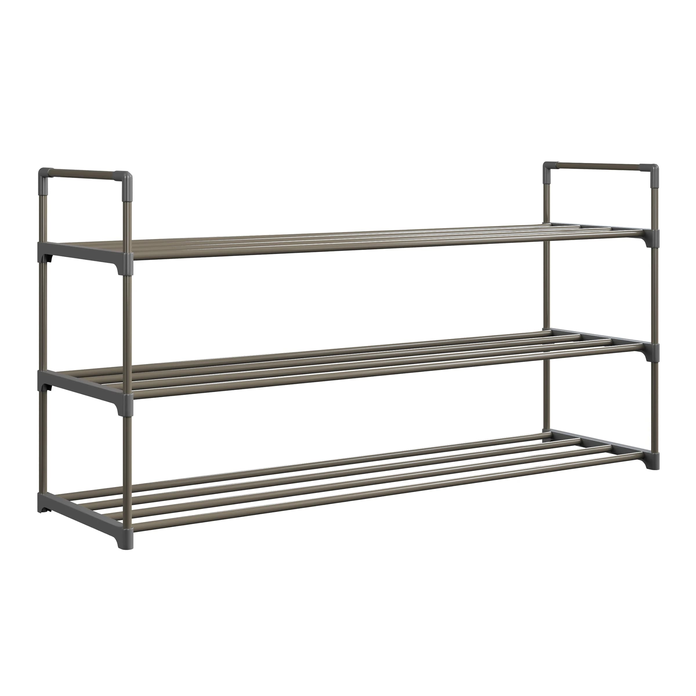 3-Tier Stackable Shoe Rack Organizer - 40.9'x21.2' Shoe Shelf Organizer for 15 Pairs Sneakers, Heels, Boots (Gray)