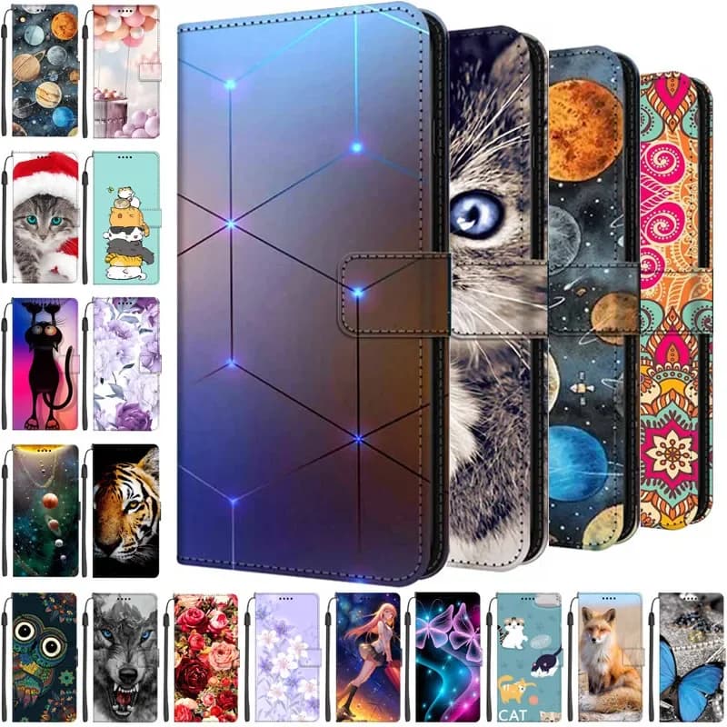 Flip Stand Custodia in pelle per Realme P3 Ultra Lion Cat Portafoglio Libro Fonda per RMX5030 Cartoon Portafoglio Stand Phone Coque P3 Ultra 5G