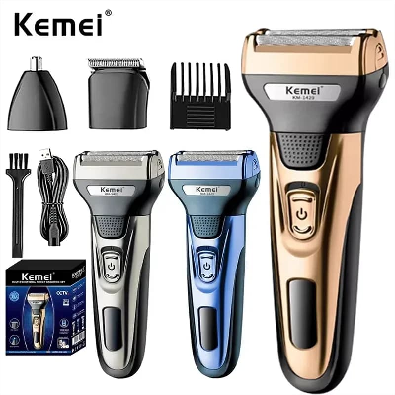 Kemei 3 In 1 Powerful Electric Shaver Face Body Haircuts Barba Razor Machine Naked Earrings Haircut for Men KM-1429