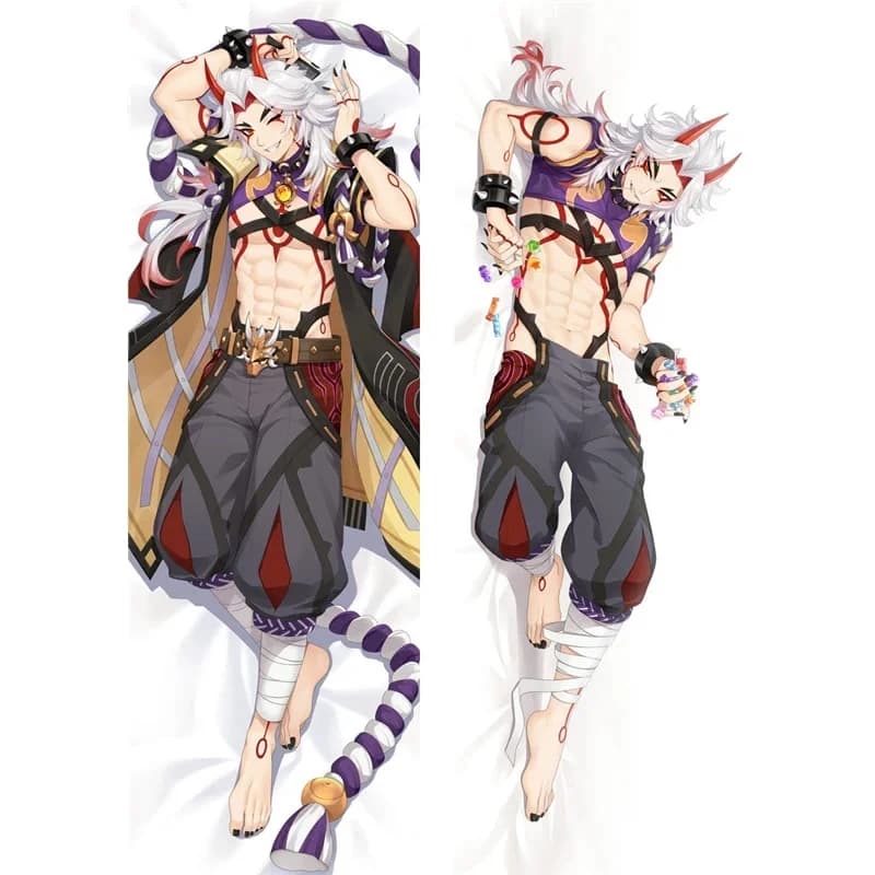 2026 Game Genshin Impact Arataki Itto Cosplay Pillow Case Dakimakura Peachskin 2-Side Hugging Body Throw Cushion Pill Y7XOT