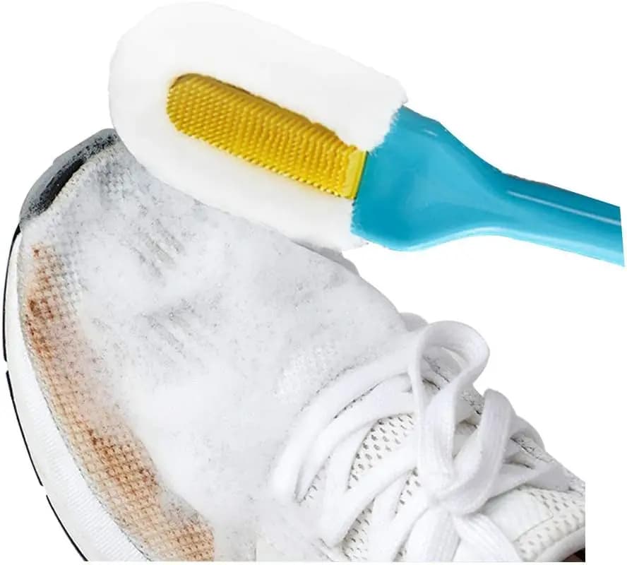 Spazzola per la pulizia delle scarpe con manico lungo, setole morbide in microfibra per la pulizia profonda di sneaker e stivali, design appendibile