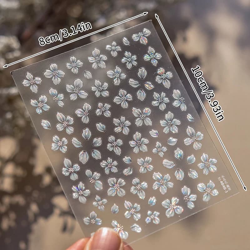 3 pezzi di adesivi per nail art con fiori di conchiglia, disegni autoadesivi per decorazioni per unghie, accessori per decalcomanie stereoscopiche