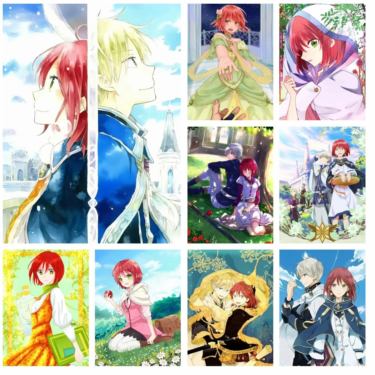 Anime White Snow Girl With Red Hair Diamond Painting Cartoon Akagami None Shirayukihime Cross Stitch Pictures Mosaic Home Decor