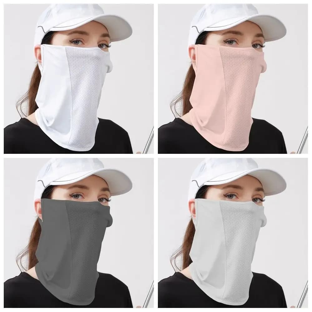 Fashion Solid Color Ice Silk Mask UV Protection Sun Proof Bib Face Cover Neck Wrap Cover Face Shield Neck Wrap Cover Hiking
