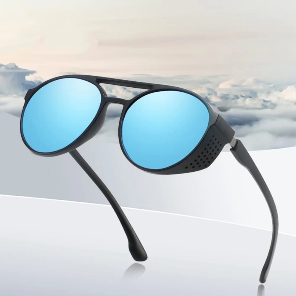 Occhiali sportivi Steampunk con montatura rotonda ergonomica, occhiali alla moda per la guida, occhiali da sole sportivi polarizzati opachi per esterni