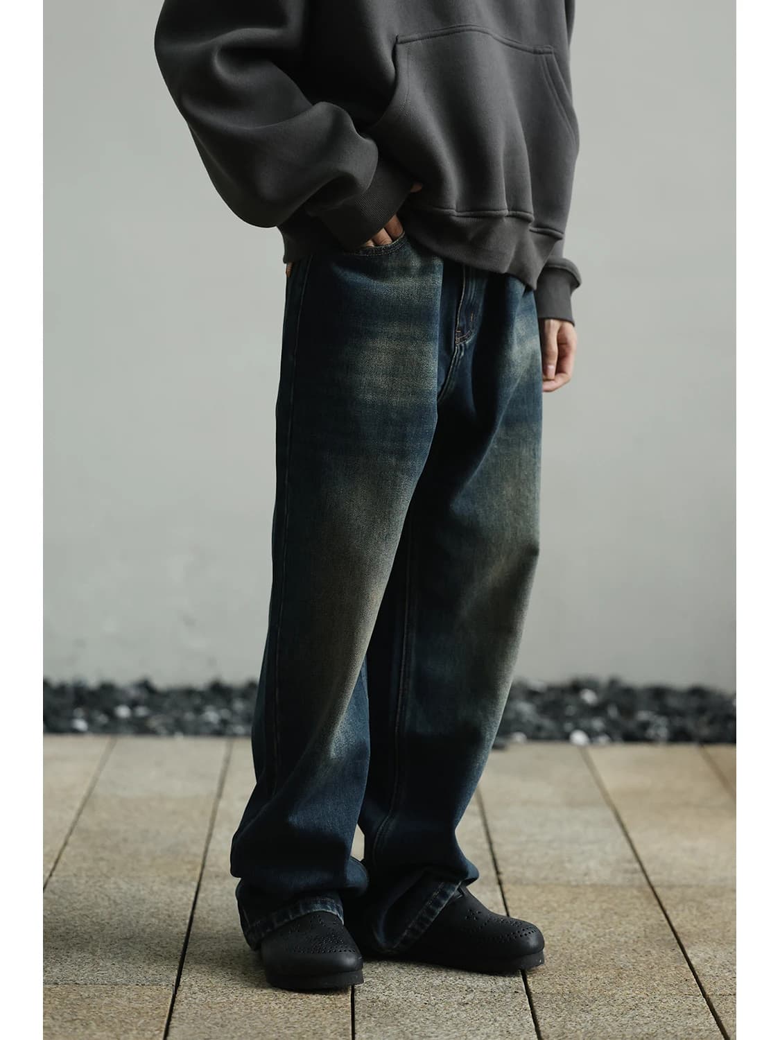 Jeans American Retro Washed in Gamba Dritta LH Store, Casual Long Pants Wide for Men and Women, Autumn Spring Trendy Jeans