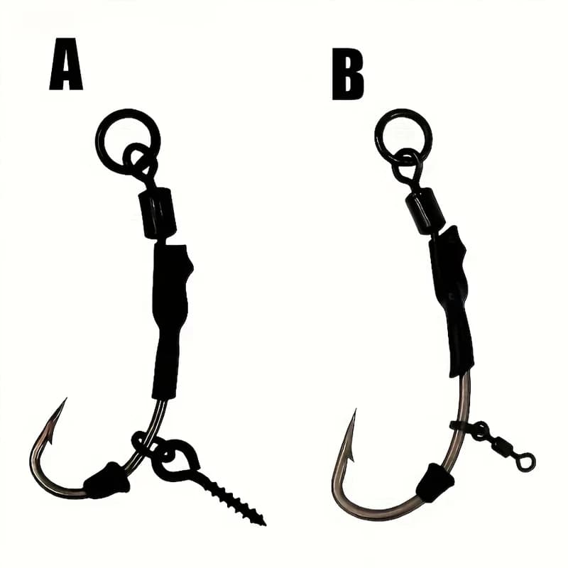 4/8pcs Newly Designed 2 # 4 # 6 # 8 # Carp Rig and Carp Hook Ready to Tie up Roni Rig Hook Rod Fishing Line Group Carp Rig