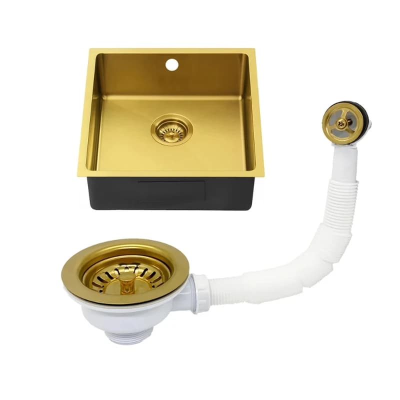 Filtro per Lavello da Cucina Dorato, Cestello di Scarico con Protezione Anti-Overflow, Kit Durevole per Rifiuti da Cucina, Ricambio 114mm