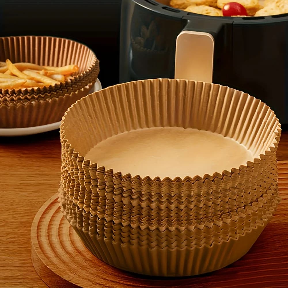 Carta da Forno per Friggitrice [49/99 Fogli], Accessori per Friggitrice ad Aria, Carta da Forno per Friggitrice, Utilizzabile per Friggere, Cuocere al Forno, Cucinare al Microonde