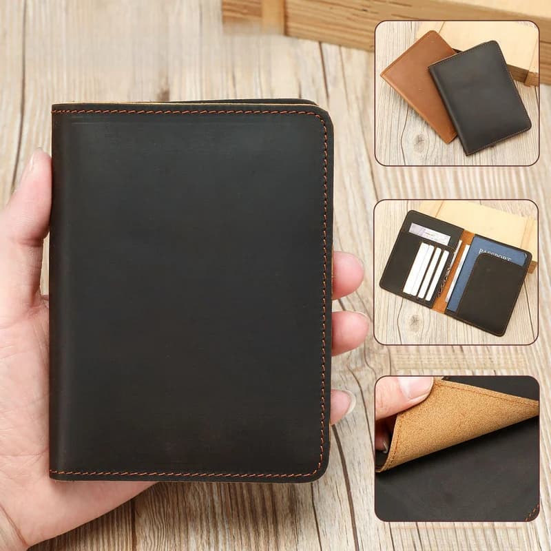 Frenzy Leather Multi-functional Passport Case, Lightweight Passport Protector, Retro Leather Carry-on Coin Card Holder