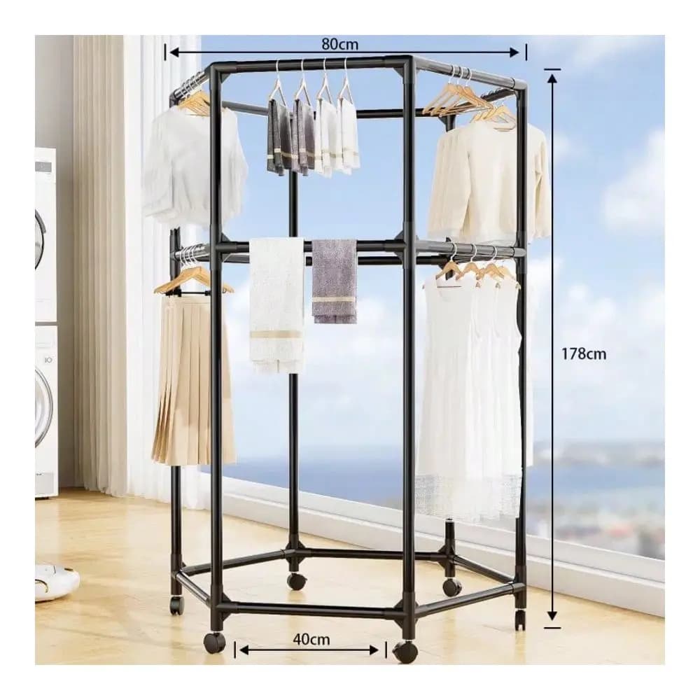 DoubleLayer Clothes Drying Rack, HeavyDuty Freestanding Garment Hanger, SpaceSaving For Bedroom Balcony Dorm