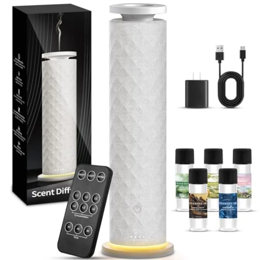 Kit Iniziale per Diffusore di Fragranze per Hotel - Copertura di 90 Metri Quadrati, 7 Impostazioni di Luce Ambientale, Include 5 Oli Essenziali per Aromaterapia Alberghiera