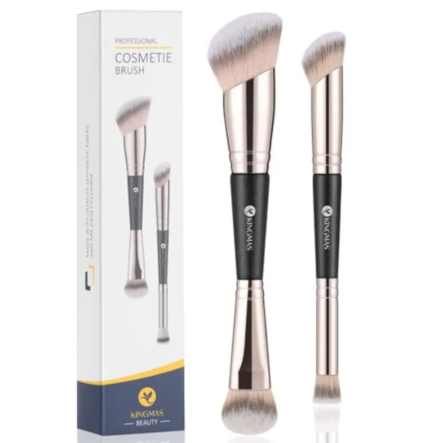 Brushes for Background and Corrector, Set of 2 Double Toe Premium Brushes for Powder Application and Liquid Twist, Bronzer Shoe and Corrector