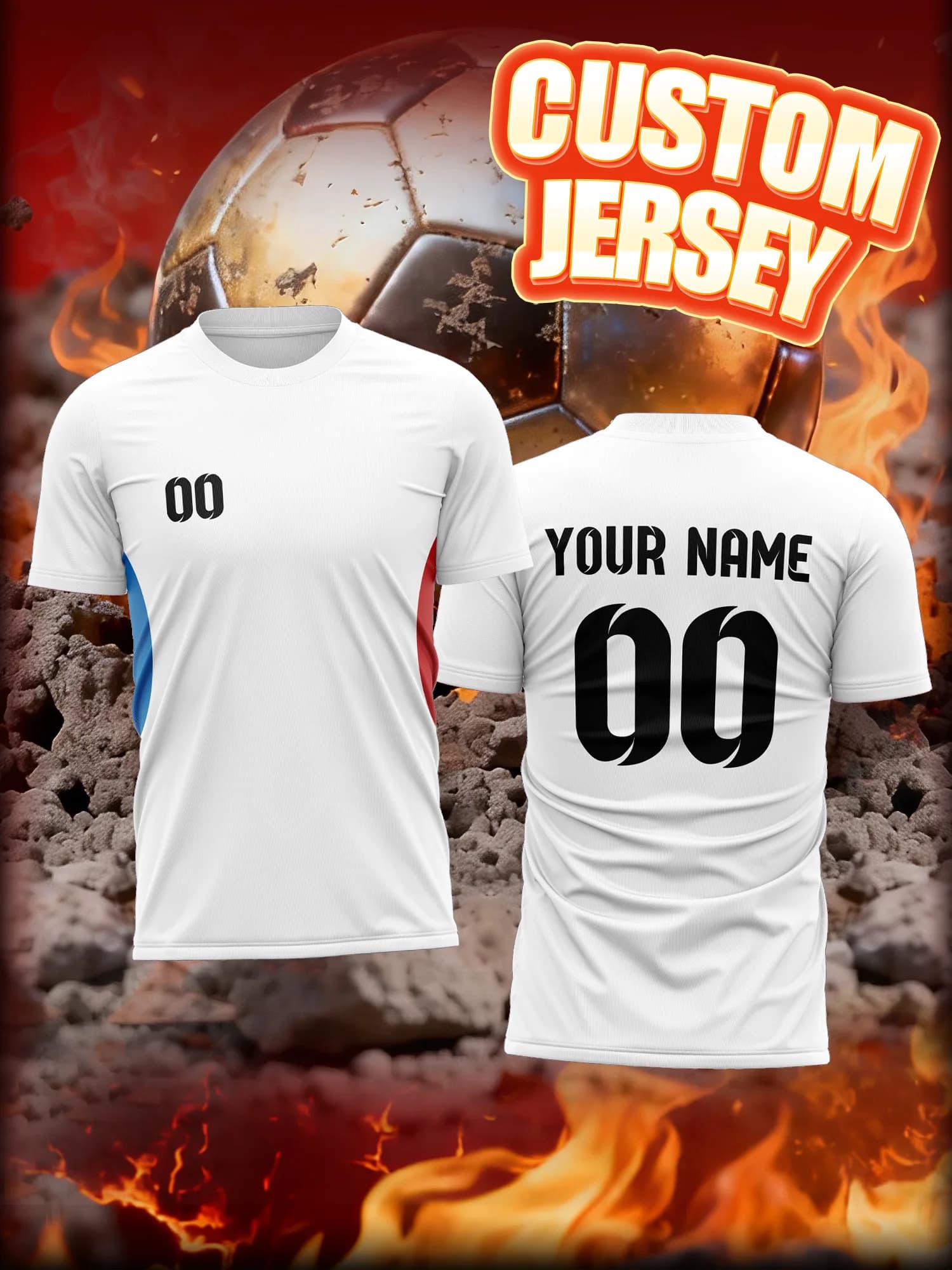 Maglia da Calcio Personalizzata con Immagine, Numero e Nome, Taglio Libero, Maglia da Calcio Senza Restrizioni