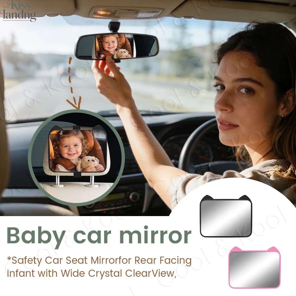 Specchietto Retrovisore HD Anti-Riflesso per Auto, Monitor Poggiatesta Regolabile con Ampia Visuale per Osservare il Seggiolino del Bambino Senza Distorsioni