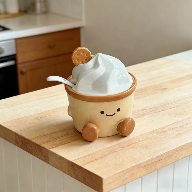 Barattolo di stoccaggio per condimenti da cucina Barattolo di spezie in ceramica per gelato creativo Contenitore per condimenti decorativo per la casa Design Sense Salt MSG