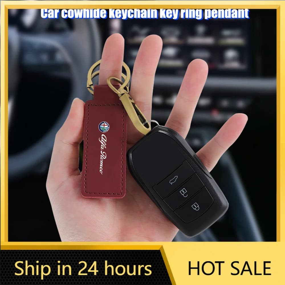 2026 Hot Car Stickers Luxury Leather Keychain Women Men Auto Emblem Car Key Rings Chain For Alfa Romeo 159 147 Giulietta Stelvio