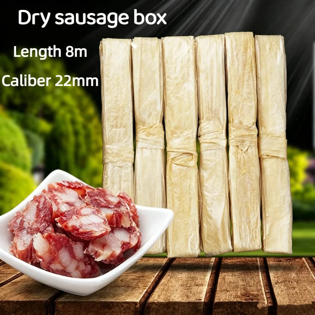 8m X 22mm Sausage Box, Easy to Peel Dry Sausage Packaging, Collagen Casing, Cooking Kitchen Tools