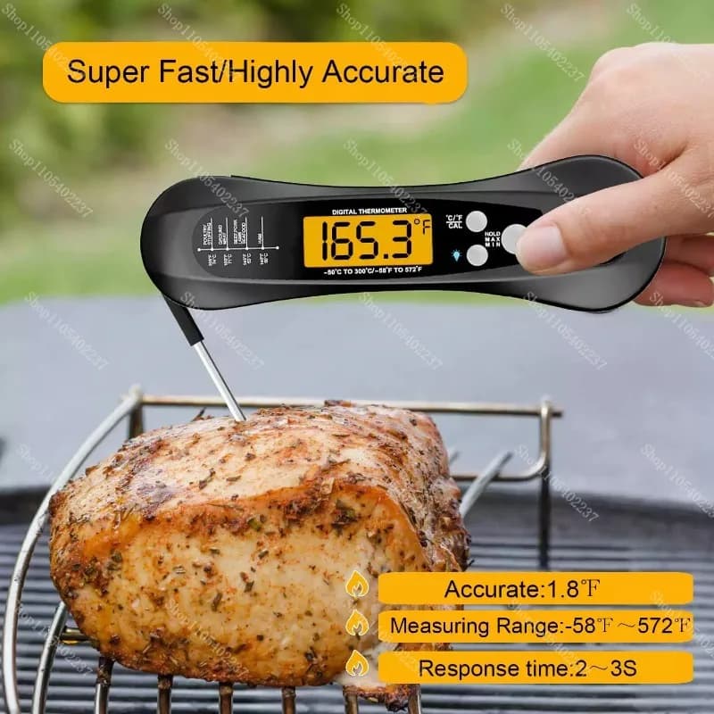 Termometro Elettronico Pieghevole per Forno, Termometro da Cucina Impermeabile Resistente alle Alte Temperature per Barbecue