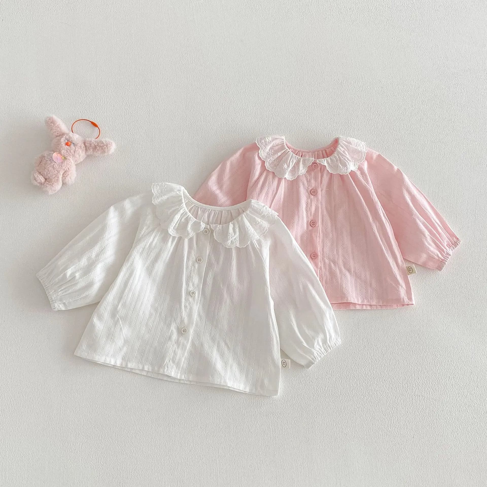 Camicia con colletto per bambola da ragazza 2026 Nuova primavera per bambini Versione coreana Camicia in pizzo Versione coreana per bambini Top primaverile
