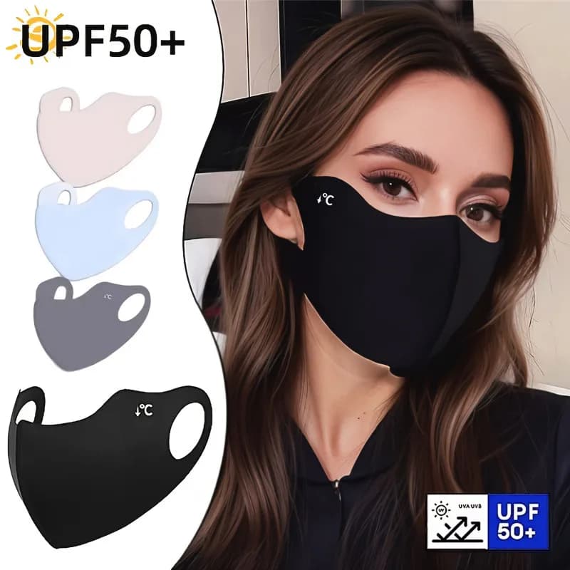 Maschera Estiva Rinfrescante per Sport all'Aperto, Traspirante in Seta Ghiacciata, Copriviso per Guida, Ciclismo e Shopping