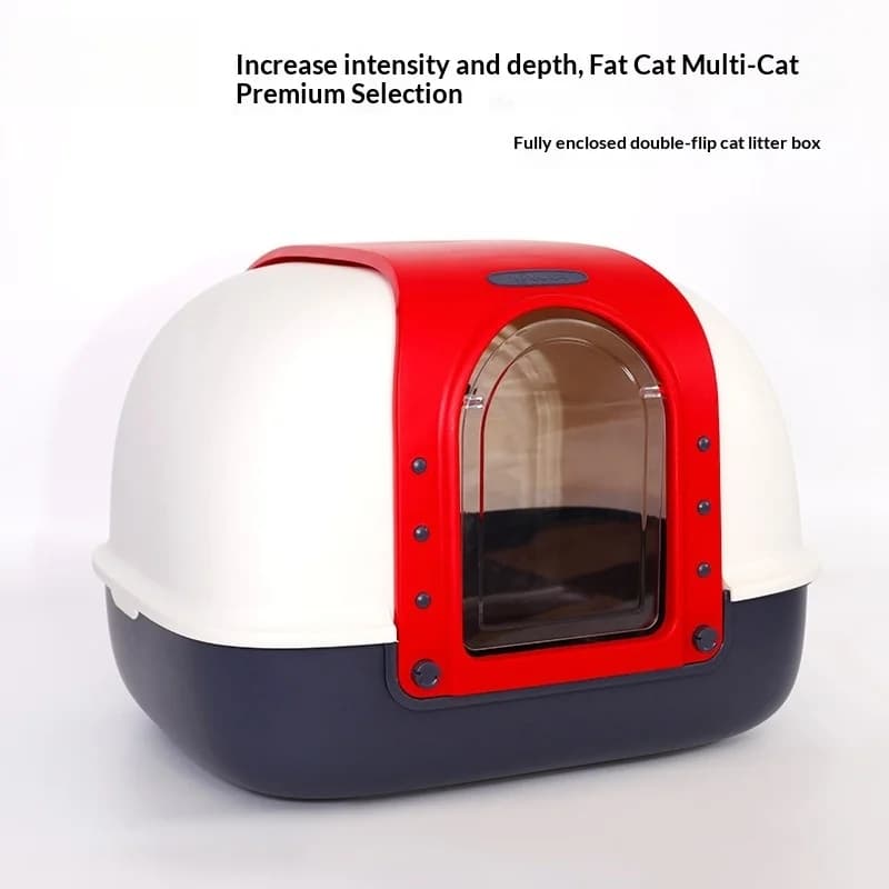 Lettiera per Gatti Completamente Chiusa con Doppio Coperchio Ribaltabile, Toilette Anti-Schizzi e Anti-Odore, Facile da Pulire per Gatti da Interno