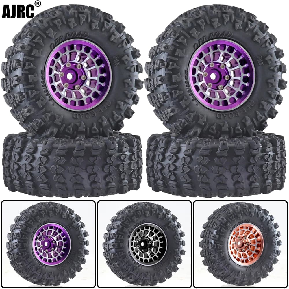 Pneumatico per cerchione Beadlock da 1,3 pollici in lega di alluminio Ajrc per 1/24 Fms24 Axial Scx24 1/18 Traxxas Trx4m Trx4-m Rc Crawler Car Tire