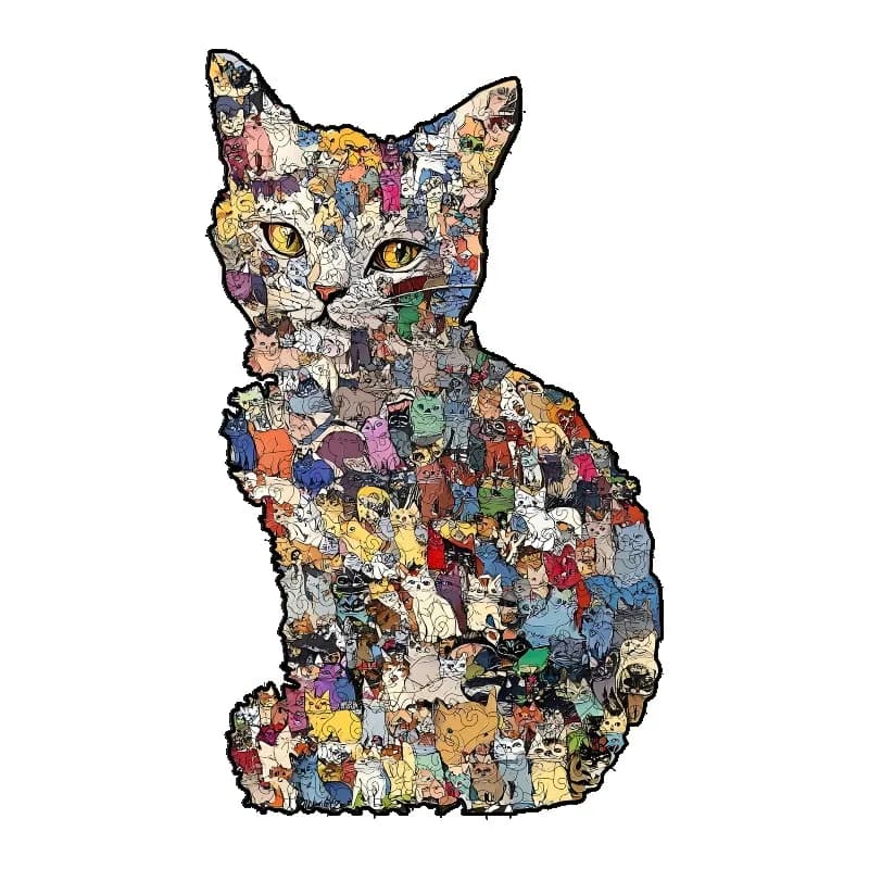 Puzzle in Legno a Forma di Gatto Unico per Adulti, Salvadanaio Fai-da-Te di Alta Qualità, Giocattolo Educativo per Allenare il Cervello, Decorazione Murale per la Casa