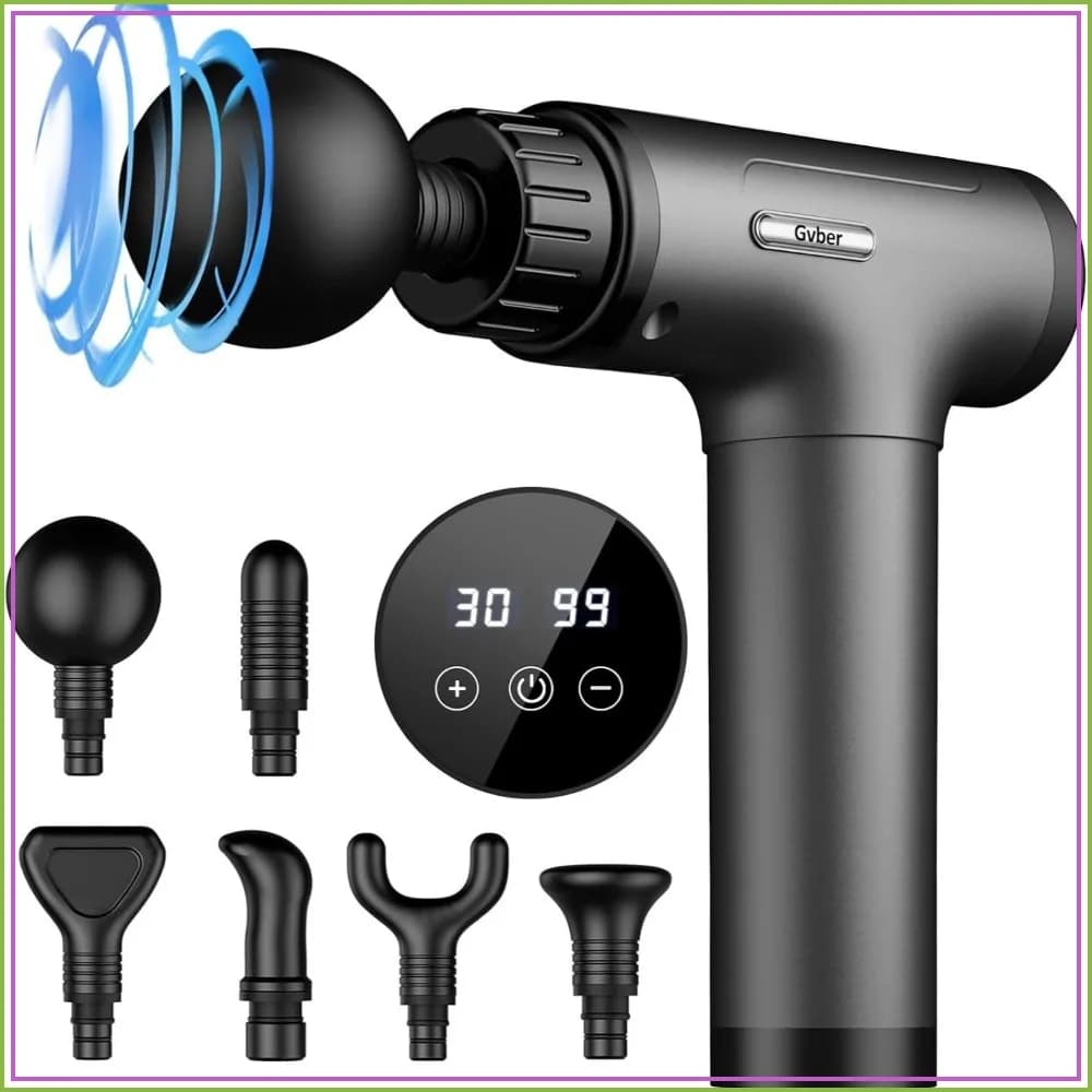 Deep Tissue Massage Gun, 30 Speed Handheld Percussion Muscle Massager with 6 Heads for Athletes, Grey