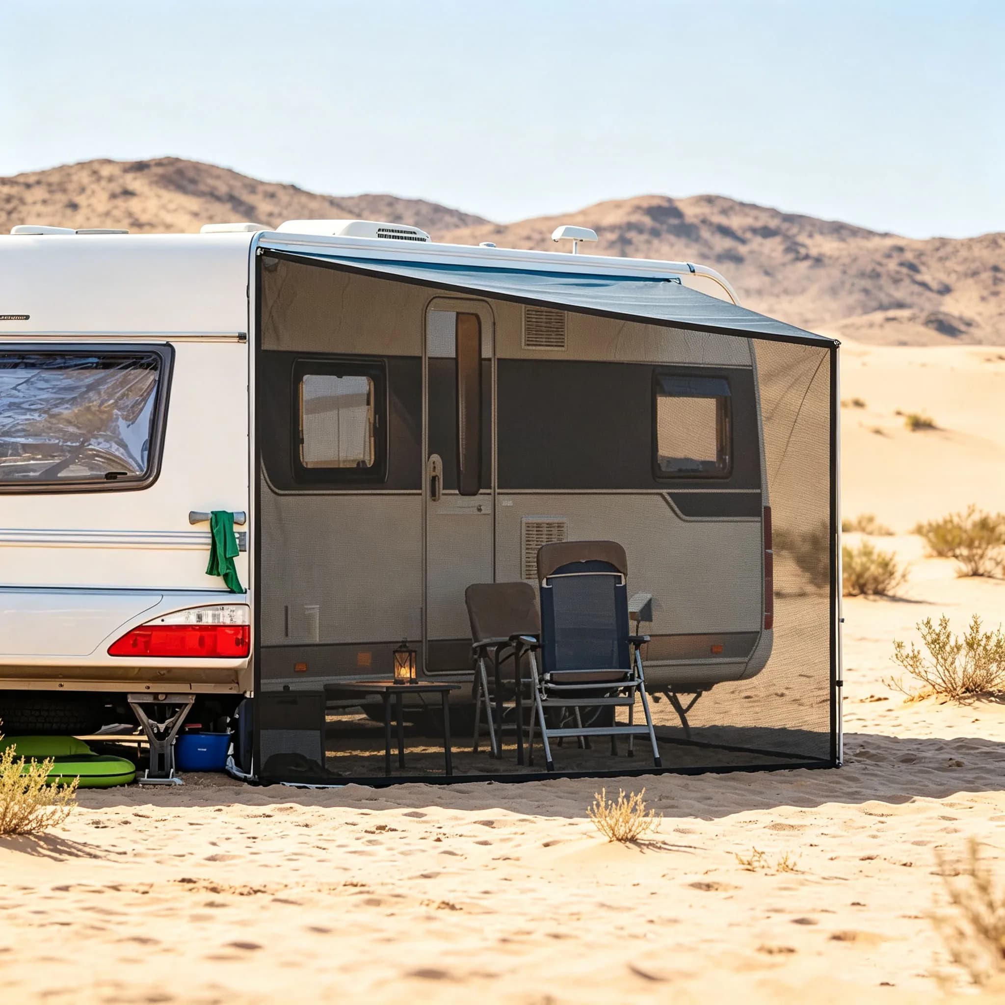 RV Caravan Awning Side Shade 9 x 7Ft Black Mesh Screen Sunshade Privacy Protection Kit Exterior Accessories