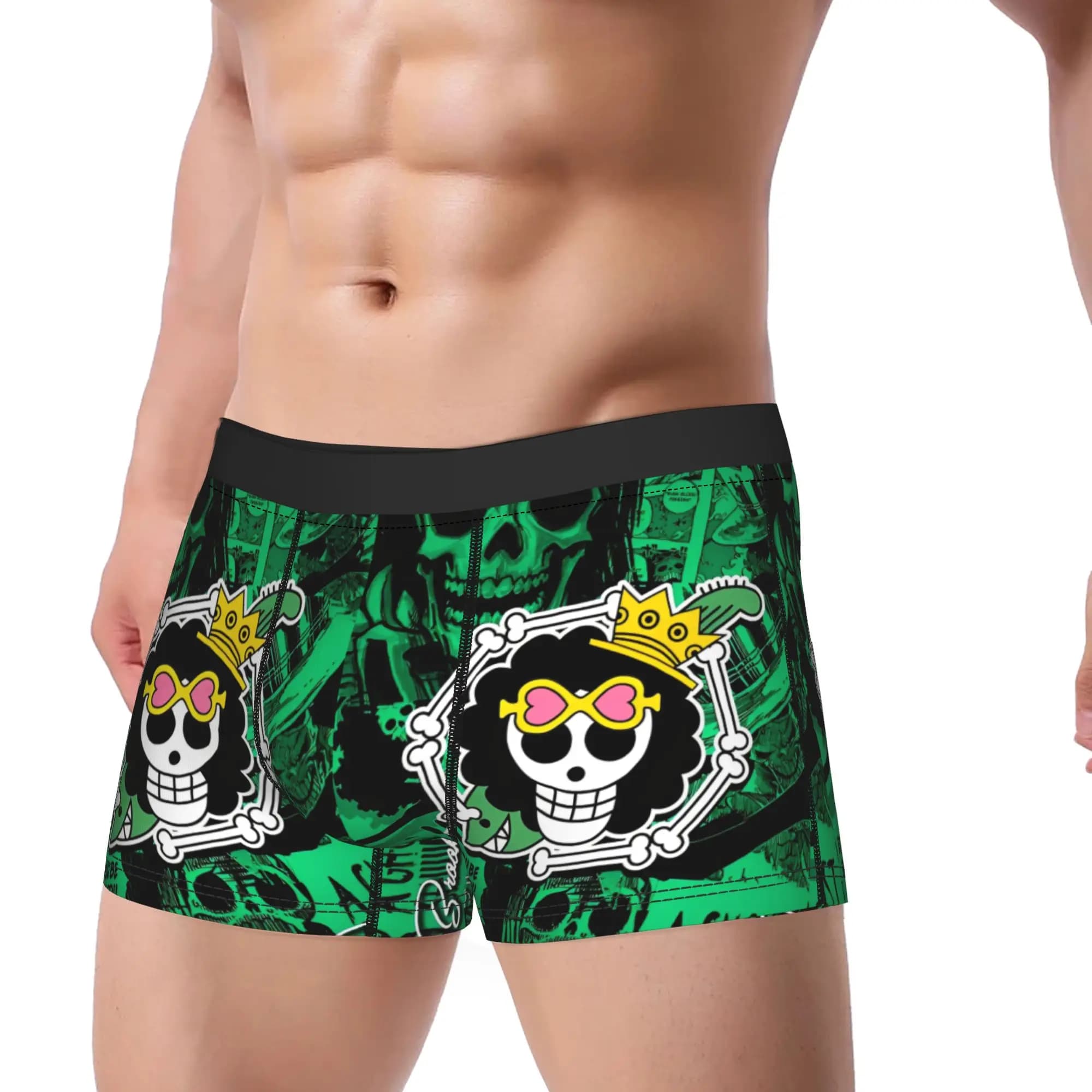 Boxer da uomo One Piece, pantaloncini, mutandine, biancheria intima traspirante, Brook Homme Funny S-XXL
