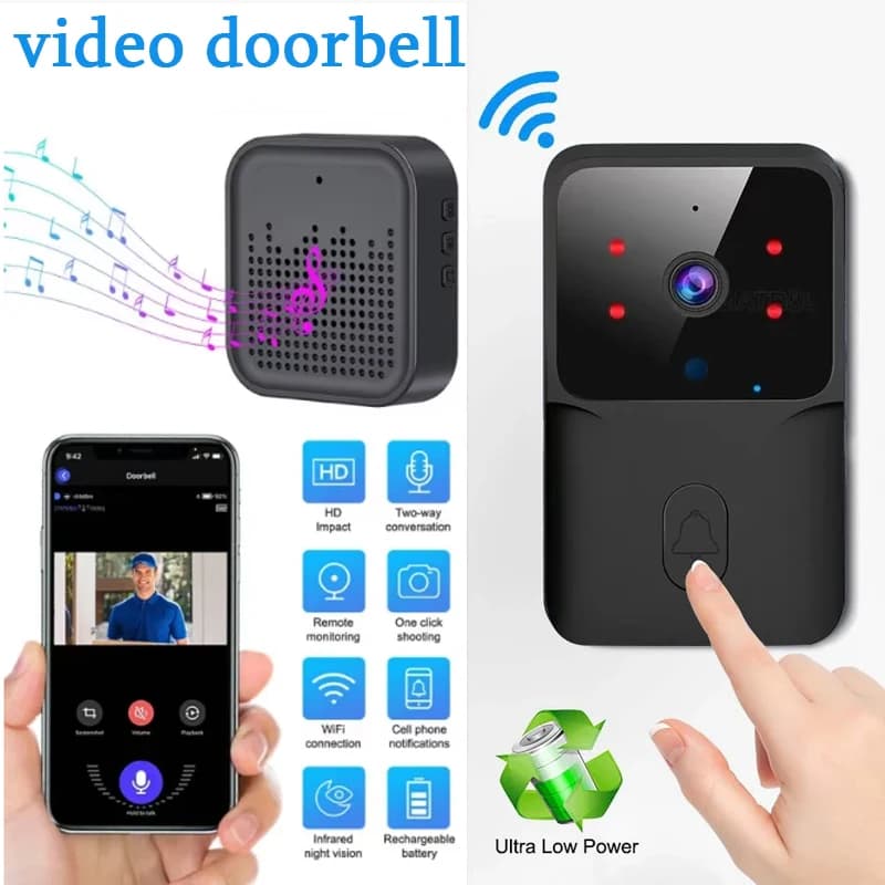 Campanello con Telecamera Wireless, Videocitofono WIFI HD per Esterni, Telecamera per Porta con Funzione di Sicurezza e Interfono Video IR