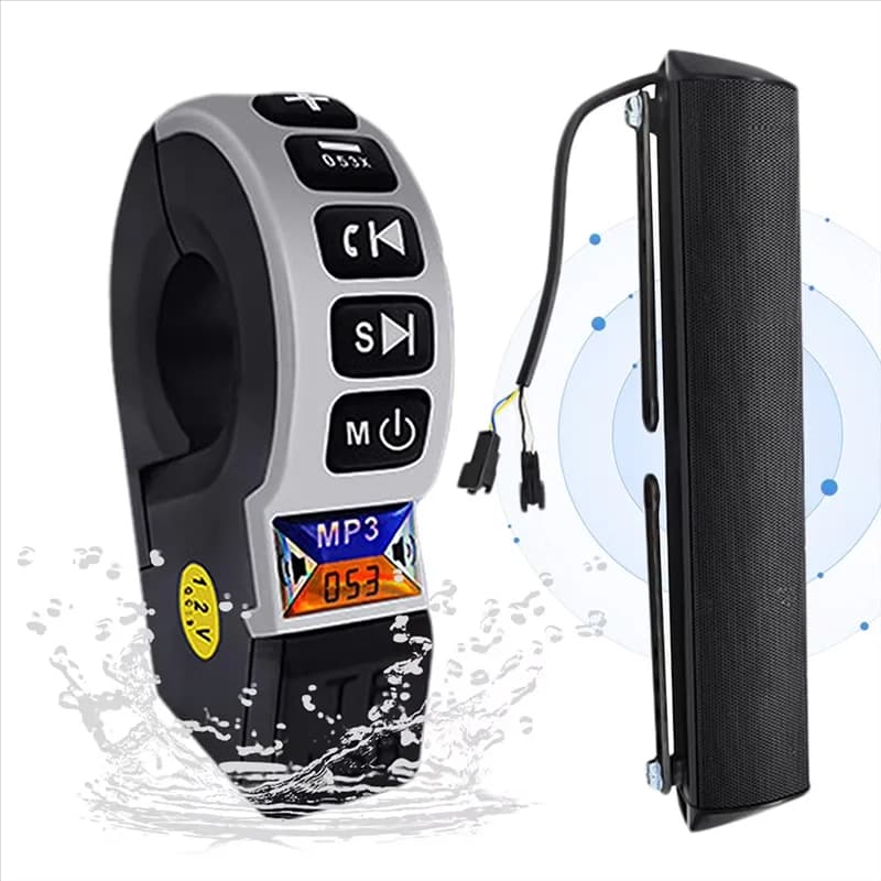 Altoparlante per moto impermeabile compatibile con Bluetooth Altoparlante per moto Lettore musicale MP3 Altoparlante stereo per moto