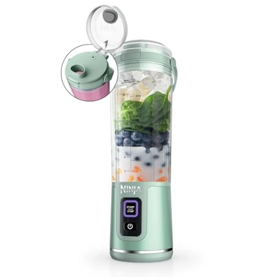 Frullatore Portatile Senza Fili con Contenitore da 18oz per Frullati e Smoothie, Frullatore Personale Rinnovato con Corpo in Plastica Resistente Senza BPA, Colore Nero
