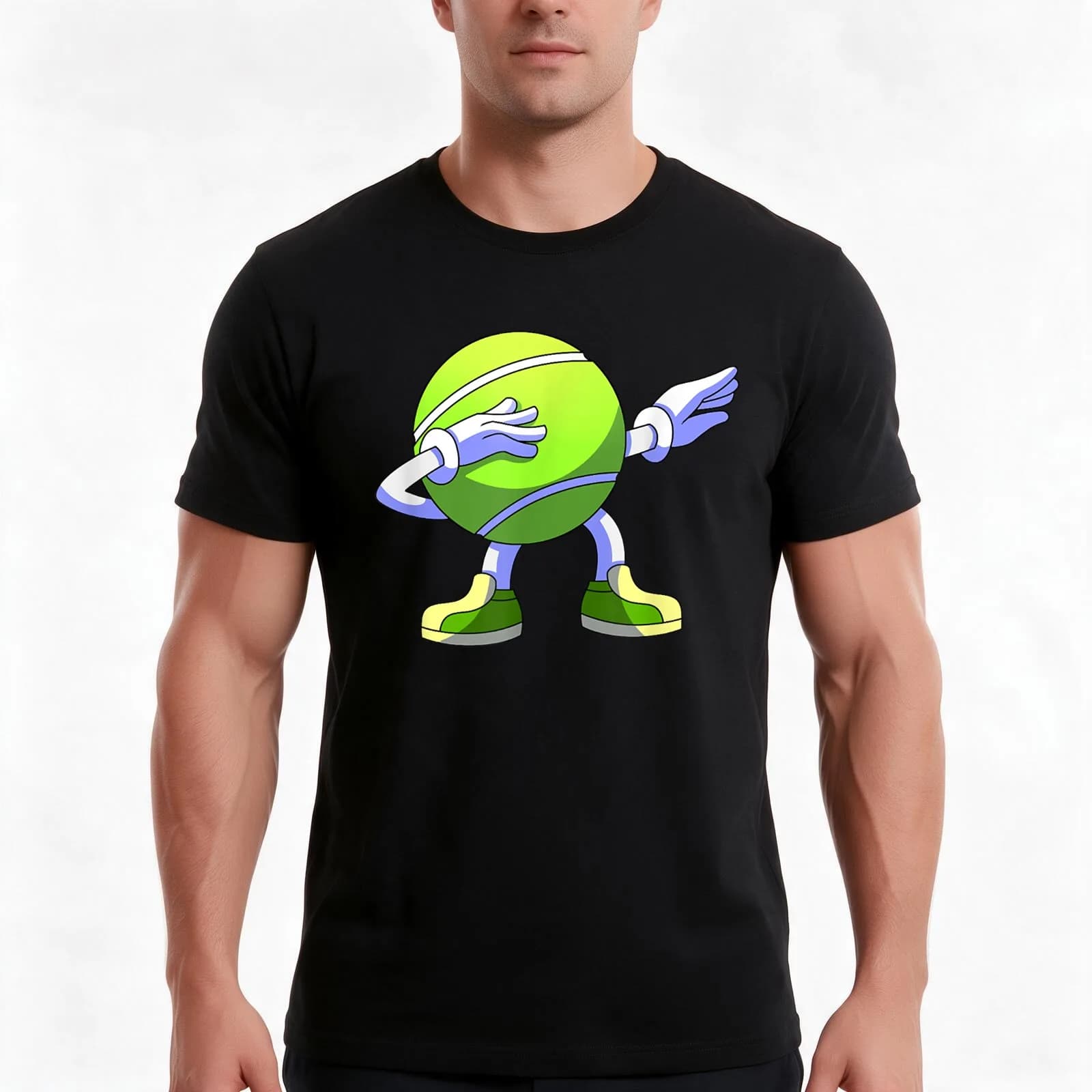 Dabbing Tennis Ball Funny Tennis Player T-Shirt, Summer Casual Cotton Tee, Oversized Streetwear Tops, Vintage Graphic Print