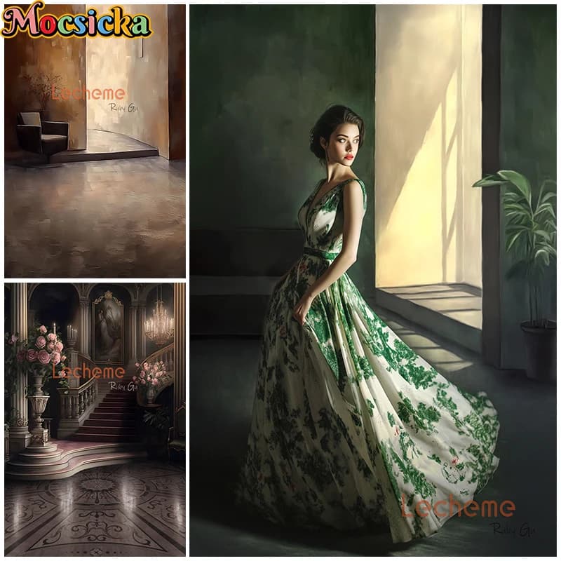 Mocsicka Oil Painting Background Abstract Jungle Trail Retro House Wall Shooting Prop Backdrop Wallpaper Decoration Photo Studio