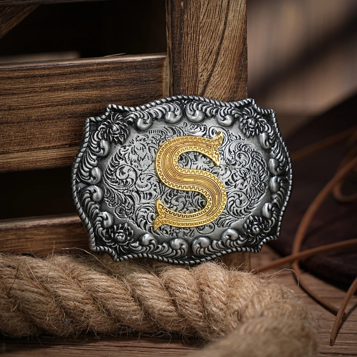 Fibbia per cintura occidentale Lettere iniziali ABCDEFG a Y-Cowboy Rodeo Fibbia per cintura grande argento per uomo donna